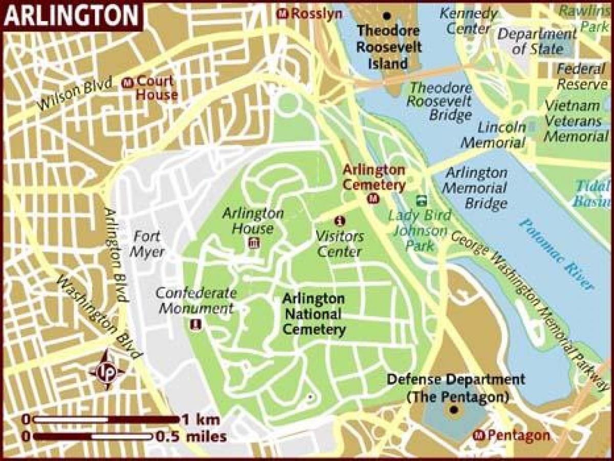 mapa de arlington en washington dc