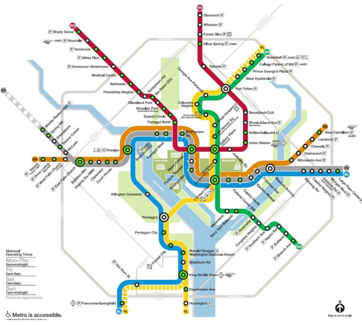 la estación de metro de washington mapa