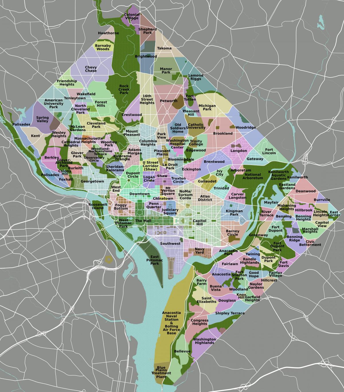 mapa del distrito de washington