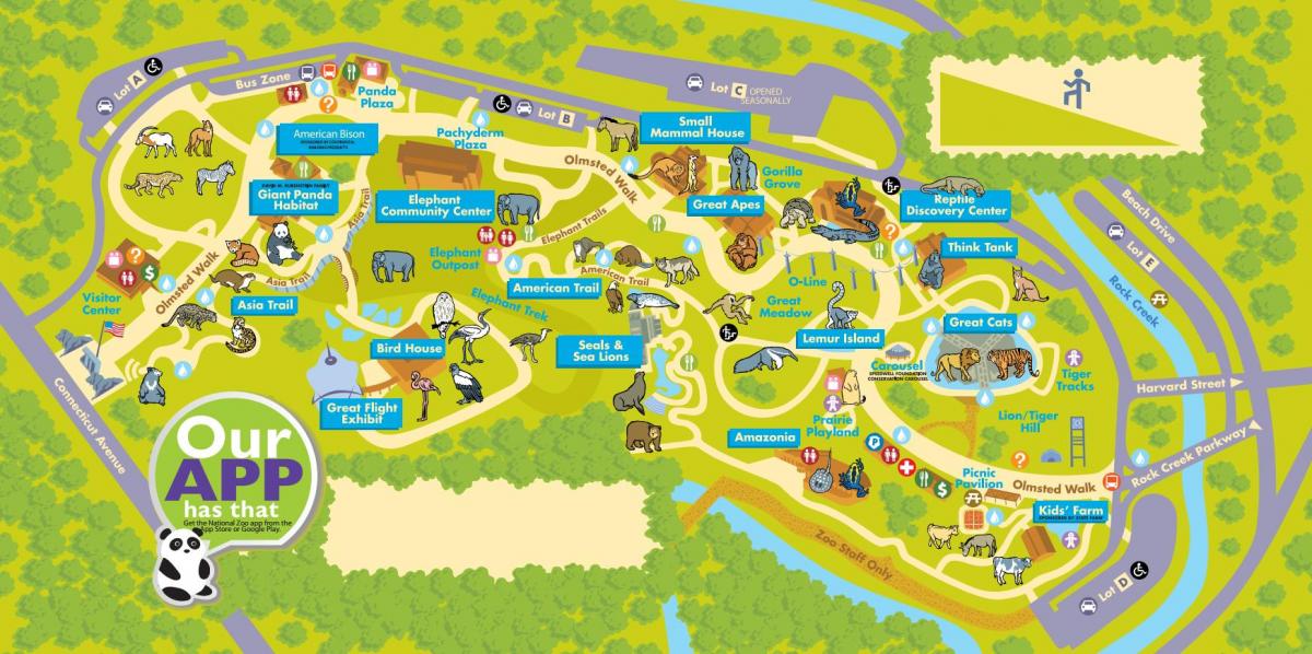 washington mapa del zoológico