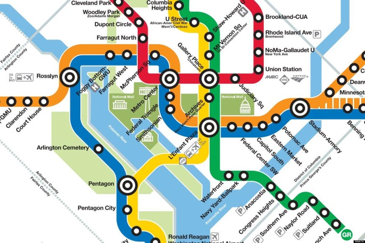 dc la línea amarilla del mapa