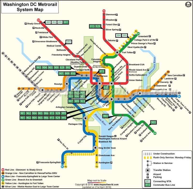 washington dc tranvía mapa