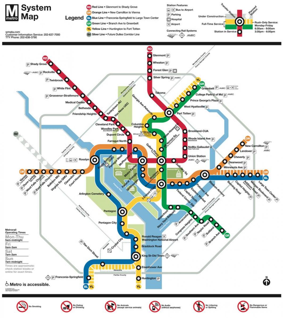 washington dc el transporte público mapa