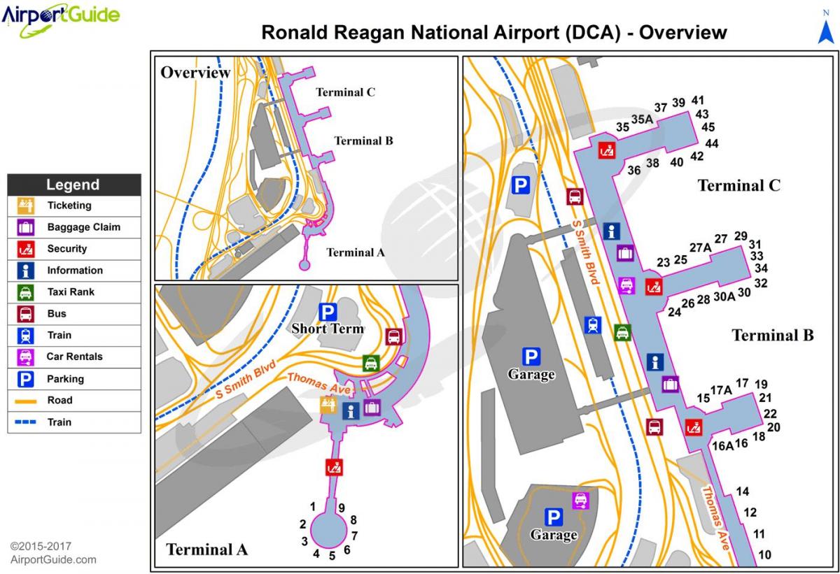 el aeropuerto nacional de washington mapa