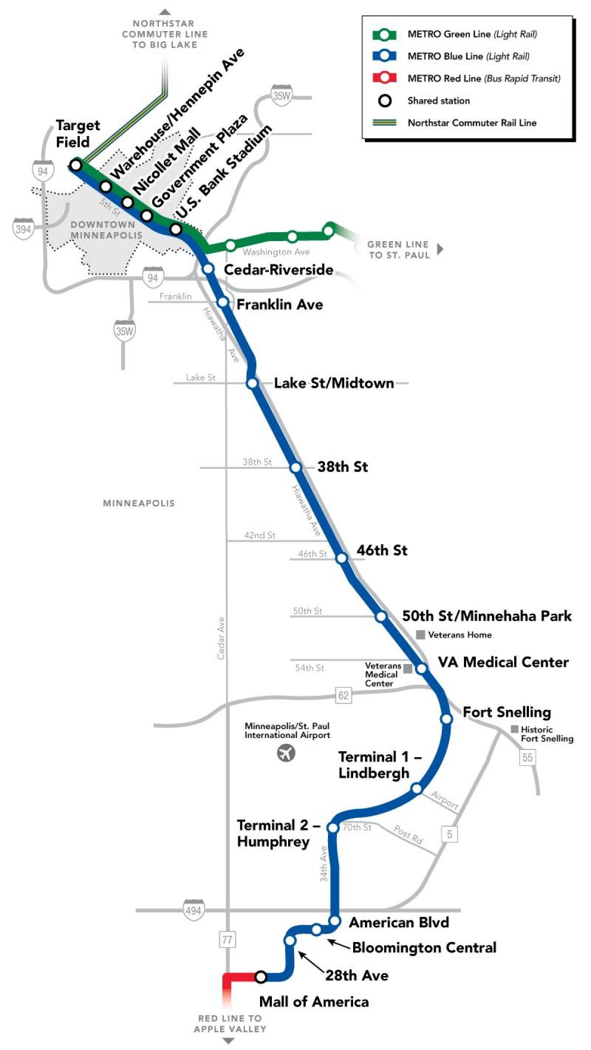 washington metro de la línea azul del mapa