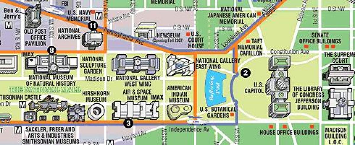 mapa de washington dc museos y monumentos