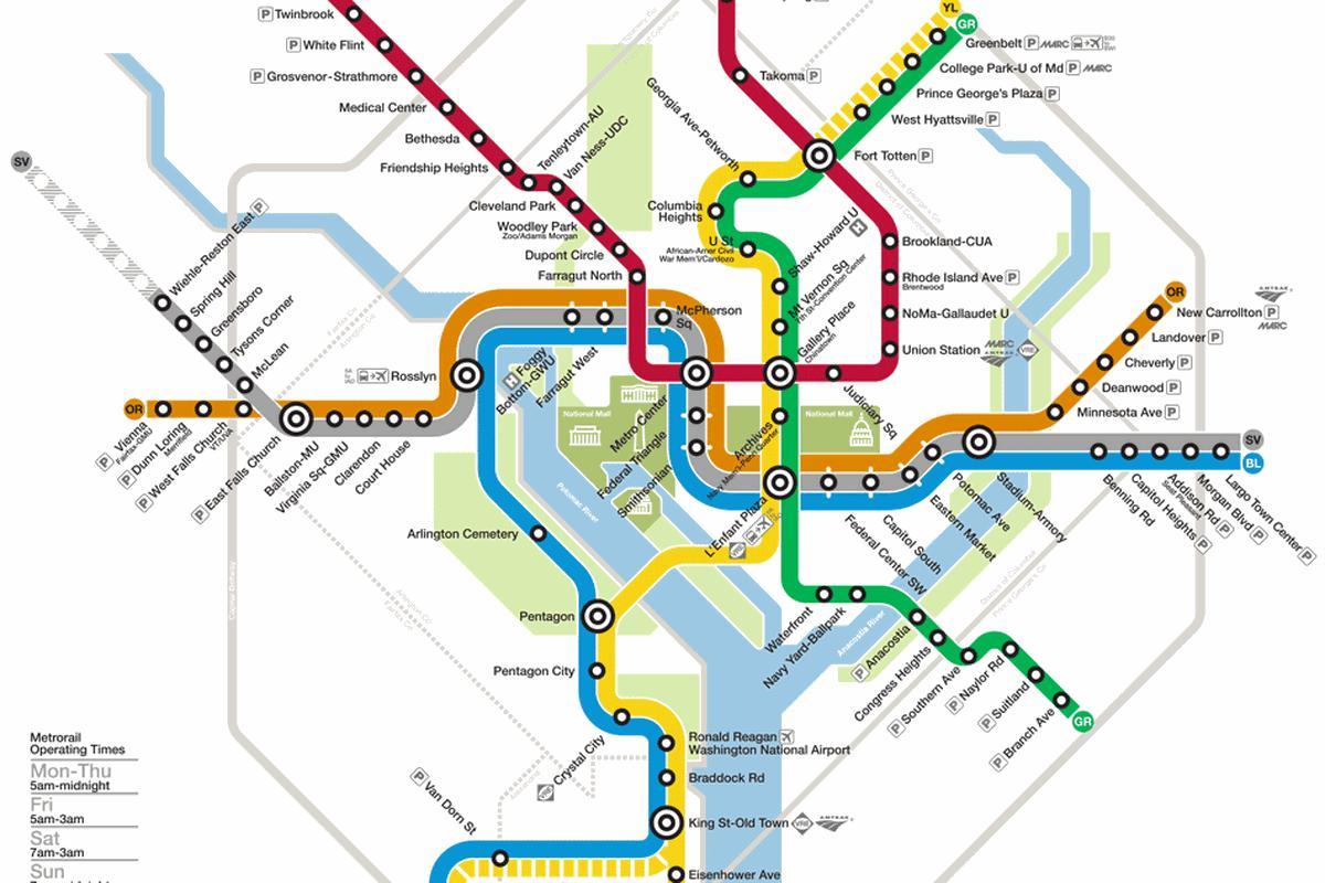 metropolitana de washington dc mapa del sistema de