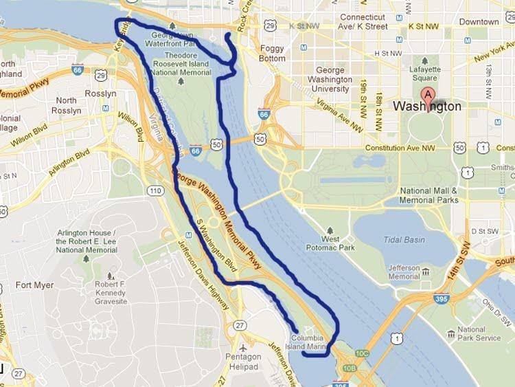 mapa de río potomac, en washington dc