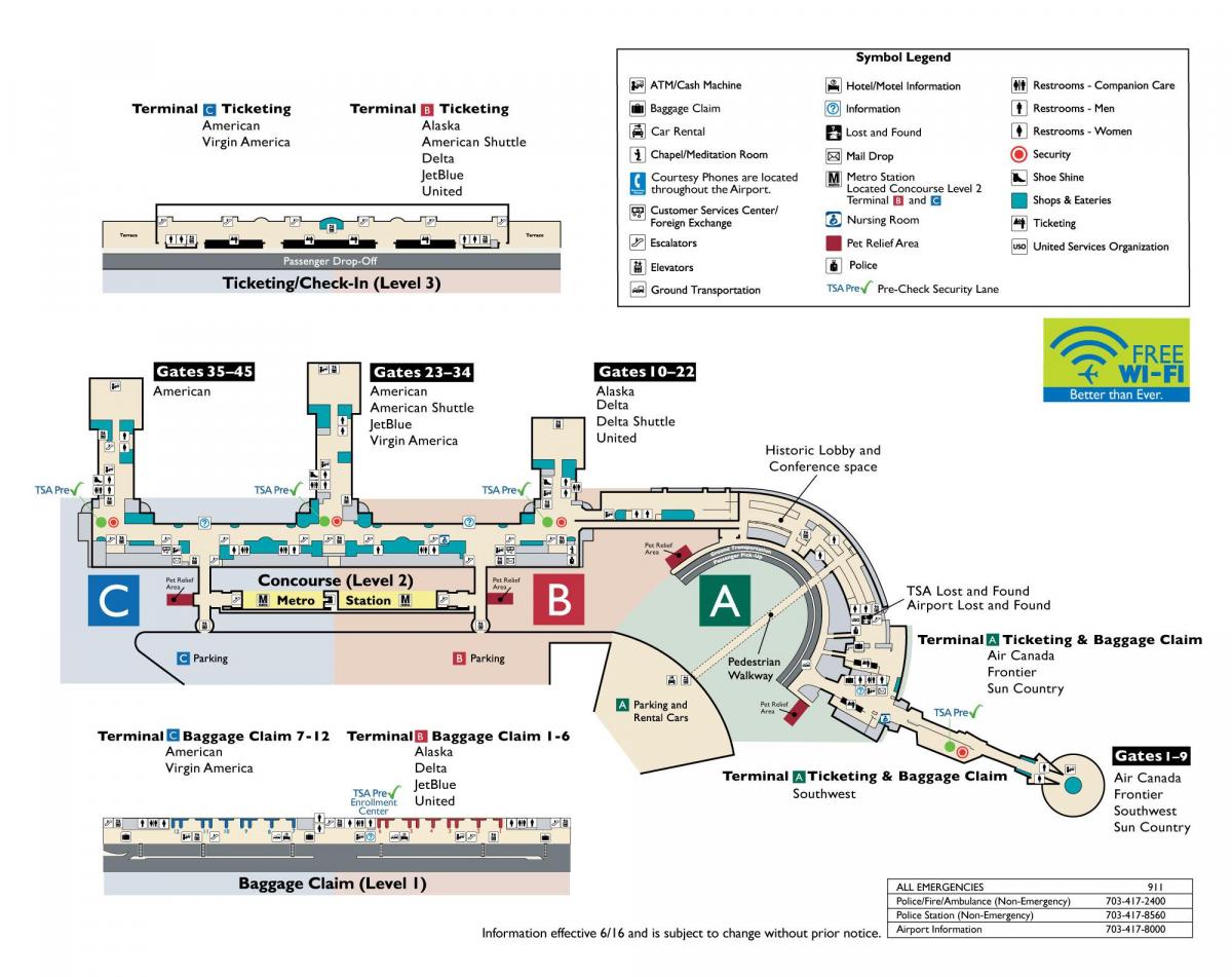 dc reagan airport mapa