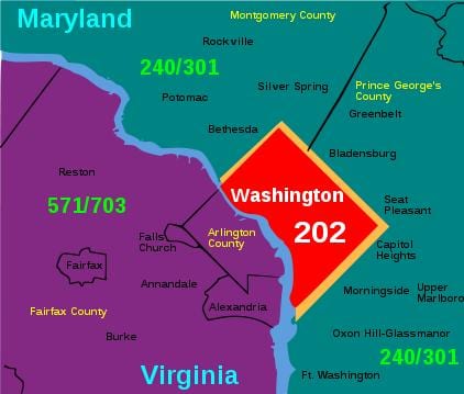 dc código de área de mapa