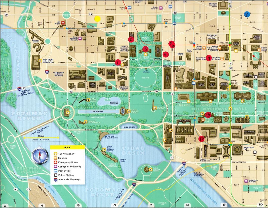 washington monumentos mapa