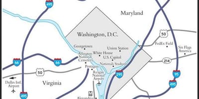 Área metropolitana de Washington mapa