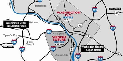 Área de Washington dc aeropuertos mapa