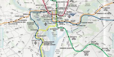 Washington dc mapa de calle con las estaciones de metro de